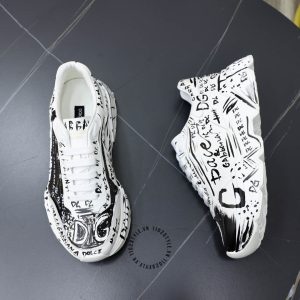 Giày thể thao D&G nam màu trắng hoạ tiết đen hàng hiệu - Ảnh 2