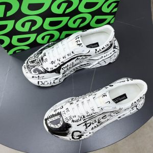 Giày thể thao D&G nam màu trắng hoạ tiết đen hàng hiệu - Ảnh 3
