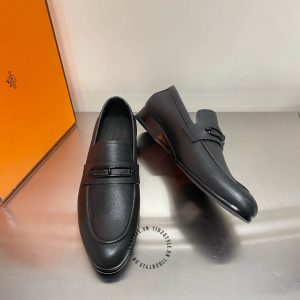 Giày lười Hermes like auth nam hàng hiệu màu đen cao cấp - Ảnh 2