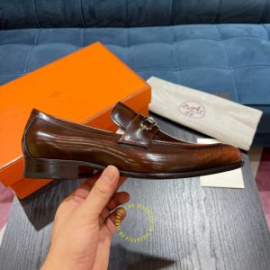 Giày lười Hermes like auth nam hàng hiệu màu nâu - Ảnh 7