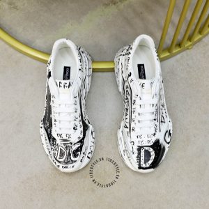Giày thể thao D&G nam màu trắng hoạ tiết đen hàng hiệu - Ảnh 4