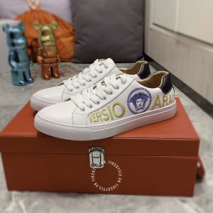 Giày nam hàng hiệu Versace thể thao màu trắng logo thêu - Ảnh 5