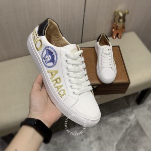 Giày nam hàng hiệu Versace thể thao màu trắng logo thêu - Ảnh 4