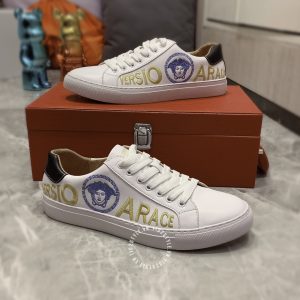 Giày nam hàng hiệu Versace thể thao màu trắng logo thêu - Ảnh 3