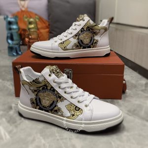 Giày nam hàng hiệu Versace màu trắng logo kim loại cao cấp - Ảnh 3