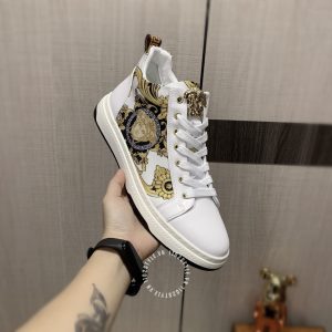 Giày nam hàng hiệu Versace màu trắng logo kim loại cao cấp - Ảnh 6