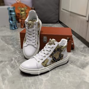 Giày nam hàng hiệu Versace màu trắng logo kim loại cao cấp - Ảnh 2
