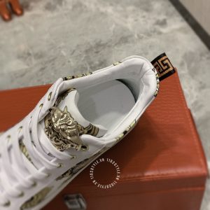 Giày nam hàng hiệu Versace màu trắng logo kim loại cao cấp - Ảnh 9