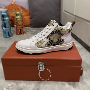Giày nam hàng hiệu Versace màu trắng logo kim loại cao cấp - Ảnh 7