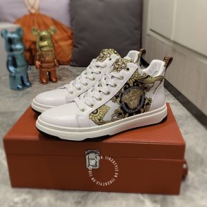 Giày nam hàng hiệu Versace màu trắng logo kim loại cao cấp - Ảnh 4