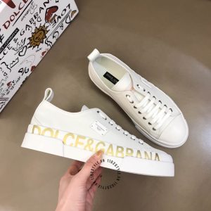 Giày Dolce & Gabbana unisex trắng logo vàng hàng hiệu Luxury - Ảnh 4