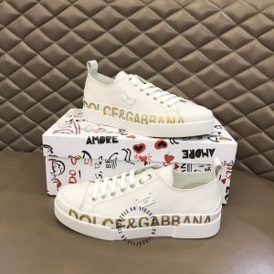 Giày Dolce & Gabbana unisex trắng logo vàng hàng hiệu Luxury - Ảnh 2