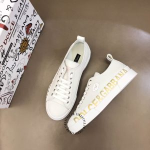 Giày Dolce & Gabbana unisex trắng logo vàng hàng hiệu Luxury - Ảnh 3