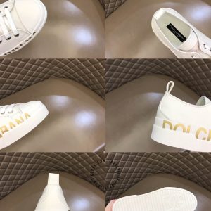 Giày Dolce & Gabbana unisex trắng logo vàng hàng hiệu Luxury - Ảnh 9