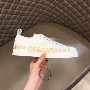 Giày Dolce & Gabbana unisex trắng logo vàng hàng hiệu Luxury - Ảnh 7