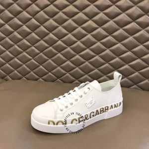 Giày Dolce & Gabbana unisex trắng logo vàng hàng hiệu Luxury - Ảnh 5