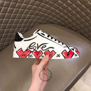 Sneaker unisex D&G màu trắng hoạ tiết hình trái tim hàng hiệu - Ảnh 8