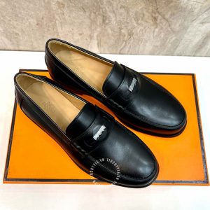 Giày Loafer Hermes nam màu đen phiên bản hàng hiệu - Hình ảnh 4