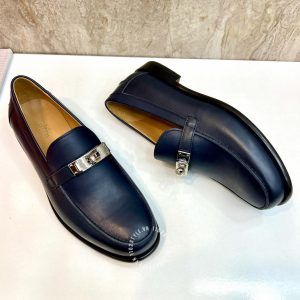 Giày Loafer Hermes nam màu xanh phiên bản hàng hiệu - Hình ảnh 5