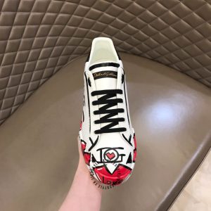 Sneaker unisex D&G màu trắng hoạ tiết hình trái tim hàng hiệu - Ảnh 5