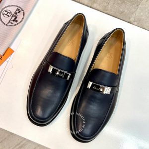 Giày Loafer Hermes nam màu xanh phiên bản hàng hiệu - Hình ảnh 3