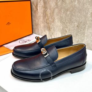 Giày Loafer Hermes nam màu xanh phiên bản hàng hiệu - Hình ảnh 4