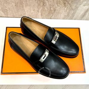 Giày Loafer Hermes nam màu đen phiên bản hàng hiệu - Hình ảnh 2