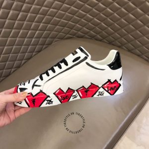 Sneaker unisex D&G màu trắng hoạ tiết hình trái tim hàng hiệu - Ảnh 7