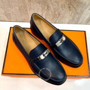 Giày Loafer Hermes nam màu xanh phiên bản hàng hiệu - Hình ảnh 2