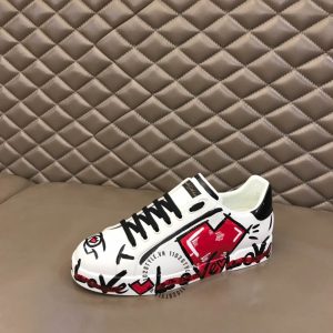 Sneaker unisex D&G màu trắng hoạ tiết hình trái tim hàng hiệu - Ảnh 6