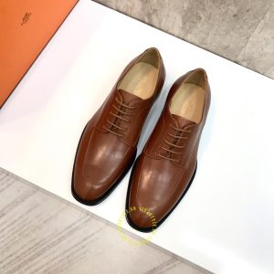 Giày nam hàng hiệu xách tay màu nâu da trơn replica 1:1 - Hình ảnh 2