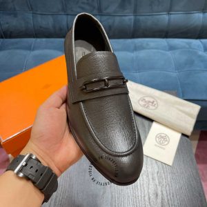 Giày Hermes nam hàng hiệu xách tay màu ghi xám siêu cấp - Ảnh 6