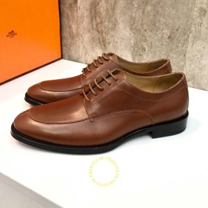 Giày nam hàng hiệu xách tay màu nâu da trơn replica 1:1 - Hình ảnh 5