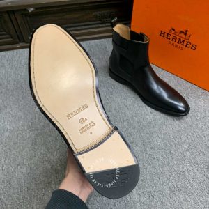 Giày Chelsea Boot Hermes nam màu đen da trơn cao cấp - Ảnh 9