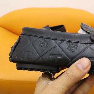 Giày nam Hermes mocasin màu đen họa tiết nổi bật Super Fake - Hình ảnh 7