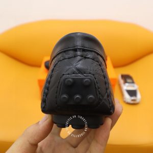 Giày nam Hermes mocasin màu đen họa tiết nổi bật Super Fake - Hình ảnh 8