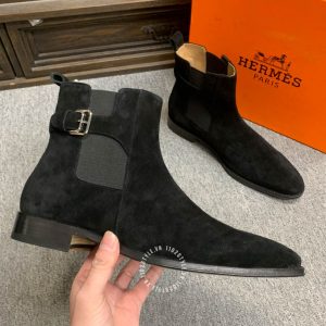 Giày Hermes nam da lộn màu đen hàng hiệu giá ưu đãi nhất - Ảnh 4