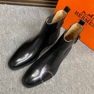 Giày Chelsea Boot Hermes nam màu đen da trơn cao cấp - Ảnh 3