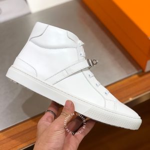 Giày nam Hermes sneaker boot màu trắng khuy cài siêu cấp 1:1 - Hình ảnh 5