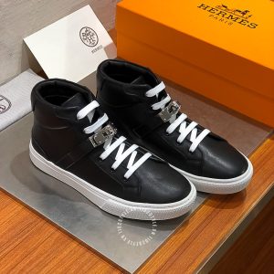 Giày sneaker boot nam Hermes màu đen khuy cài siêu cấp 1:1 - Hình ảnh 2