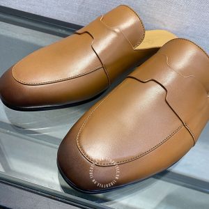 Giày sục nam Hermes da xịn màu nâu siêu cấp loại 1 - Hình ảnh 6