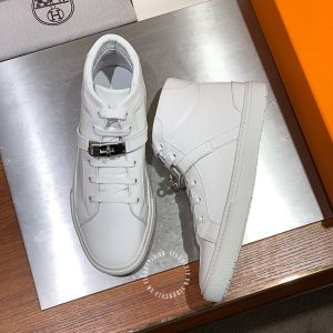 Giày nam Hermes sneaker boot màu trắng khuy cài siêu cấp 1:1 - Hình ảnh 4
