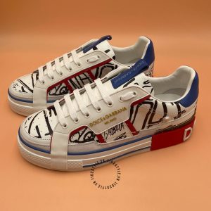 Giày sneaker nam D&G trắng phối hoạ tiết siêu cấp loại 1:1 - Ảnh 8
