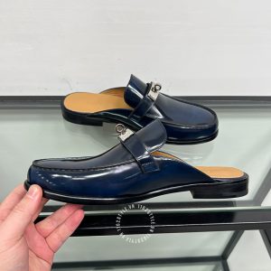 Giày sục Hermes da bóng màu xanh than siêu cấp 1:1 - Hình ảnh 6