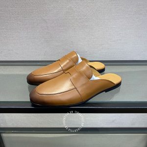 Giày sục nam Hermes da xịn màu nâu siêu cấp loại 1 - Hình ảnh 3