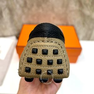 Giày nam Hermes da sần màu be phối đen logo H siêu cấp - Hình ảnh 9