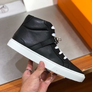 Giày sneaker boot nam Hermes màu đen khuy cài siêu cấp 1:1 - Hình ảnh 5