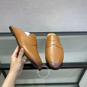 Giày sục nam Hermes da xịn màu nâu siêu cấp loại 1 - Hình ảnh 5