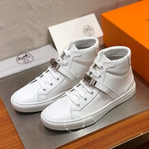 Giày nam Hermes sneaker boot màu trắng khuy cài siêu cấp 1:1 - Hình ảnh 3