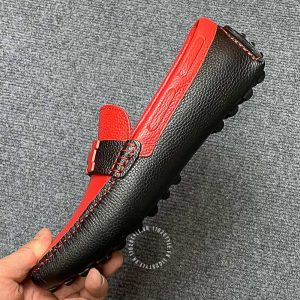 Giày nam Hermes màu đen phối đỏ logo chữ H siêu cấp - Ảnh 4